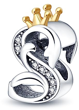 QIKAOLA 925 Sterling Silber Buchstabe Charms A-Z Alphabet Perlen für Pandora Armband und Halskette Silber Charme Perlen Anhänger Kompatibel mit europäischen Armbänder Halskette für Frauen