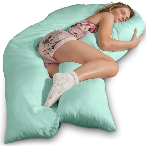 Traumreiter Seitenschläferkissen Jumbo XXL mit Bezug Baumwolle Mint Grün I Extra hohes und langes orthopädisches Komfortkissen. Schwangerschaftskissen zum Schlafen Stillkissen Kissen. Body Pillow