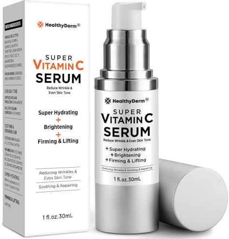 Super Vitamin C Hyaluron Serum für Frauen: Super Vitamin C Hyaluron Serum Gesicht für Frauen über 50+ - Anti-Aging Hyaluronsäure Serum für Gesicht - Feuchtigkeitsspendendes Lifting