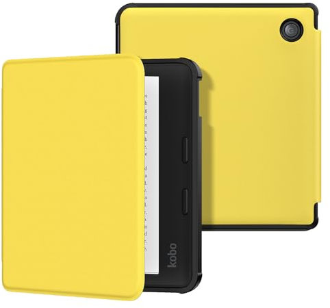 MoKo Coque pour Kobo Libra Colour 7 Pouces 2024, Étui de Protection Souple TPU Ultra-Mince et Léger Anti-Rayures avec Réveil/Sommeil Automatique pour Kobo Libra Colour Tablette 2024, Papaye Jaune