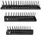 Set di 3 vassoi porta bussole in plastica ABS, set di vassoi per prese da 1/4/3/8/1/2, porta bussole profonde e poco profonde, vassoio in plastica metrica (nero)