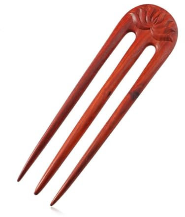 CHOISBEING Wooden French Hair Fork Handmade 3-Prong Hair Stick for Women Ebony Hair Chopsticks for Buns Chignon Hair Pins Accessory (4-rosewoodpin5.7)