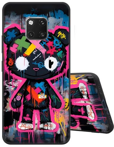 Sinyunron Cover Compatible con Huawei Mate 20 Pro Custodia in Silicone Morbida e Sottile con Antiurto Anti-Graffio,Opaca Posteriore con Carina Estetica Motivo Disegno-Orsetto