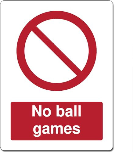 Red Circle Prohibited Act Metal Sign For Office Work Site School 15cm x 20cm - No ball games