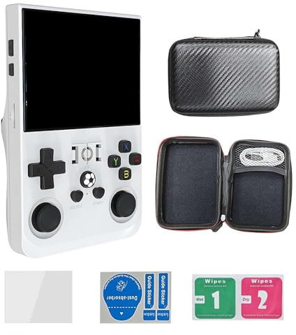 Consola de Juegos portátil Retro R36S, Consola de Juegos portátil Retro con Pantalla IPS de 3,5 Pulgadas, Consolas de Videojuegos de Bolsillo con batería de 4000 mAh, Control 3D Dual (Blanco)
