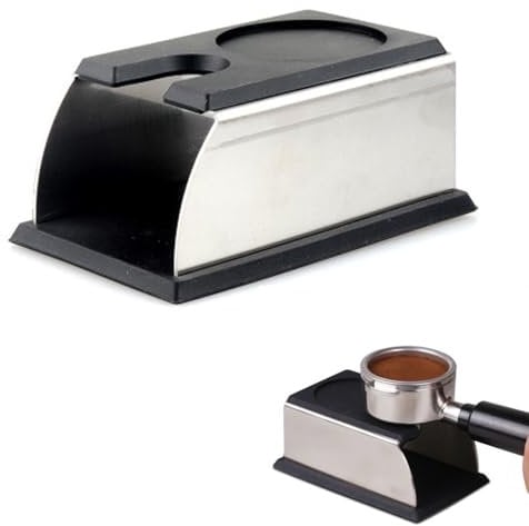Lsydgn Kaffee Tampfenmatte Halter, Erstklassige Tamperstation Aus Edelstahl Und Silikon, Andrückstation Für Espresso Siebträger, Barista-Zubehör Für Anfänger Und Profi (Schwarz)