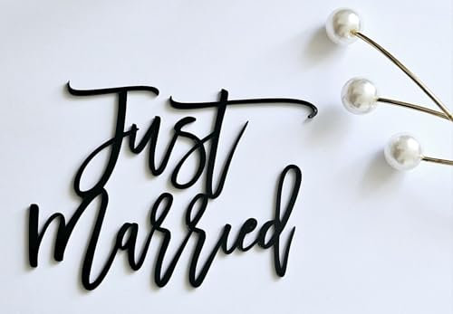 Just Married Acrylic Cake Toppers Just Married Acrylic Toppers Just Married Cake Decorations !!! (6 Inch, Black Mirror Acryl)