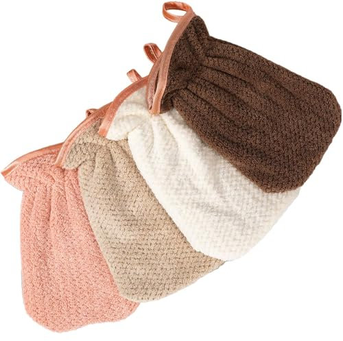 PHOGARY Lot de 4 gants de toilette en tissu éponge en velours corail en microfibre pour visage et corps 13 x 20 cm