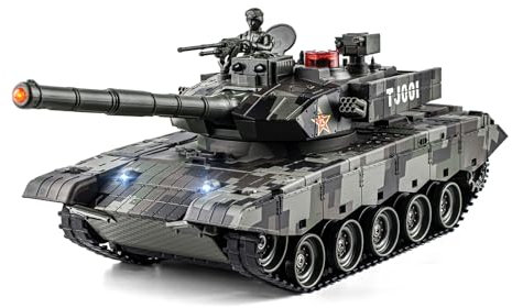 Char Radiocommande China 99 RC 1/24, Tank Telecommande avec Effets Sonores, Fumee, Recul, Combat Multijoueur 2,4GHz Tank Militaire Telecommande Realiste pour Enfant et Adulte