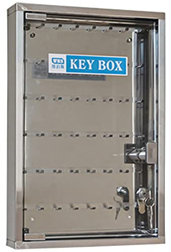 Schlüssel-Aufbewahrungsbox aus transparentem Glas, Wandmontage, Edelstahl, mit farbigen Schlüsseletiketten, 48 Größen