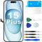 MP+ für iPhone 15 Plus Display Reparaturset –[FHD] LCD Bildschirm Ersatz mit 3D Touch & Vormontiertem Rahmen – inkl. Werkzeug & Kleber – DIY Touchscreen Reparaturkit