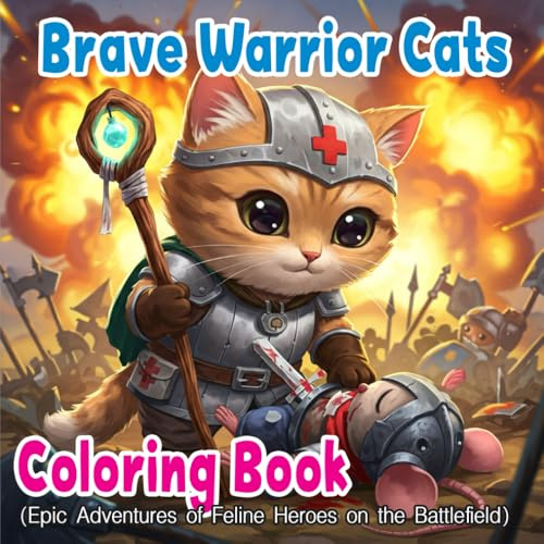 Brave Warrior Cats Coloring Book: Cute & Courageous Cats in Armor – A Coloring Journey of Heroism and Friendship (WhiskerPop Cat Adventures)