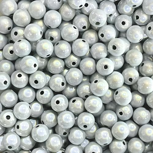 THAYLA 60/100/200/300/600 Stück 4–30 mm Magic Pearls Original, 3D-Illusion reflektierende Magic Perlen, Wunderperlen, Acrylperlen für die Armbänder Schmuckherstellung(Weiß, 6mm 300Stk)