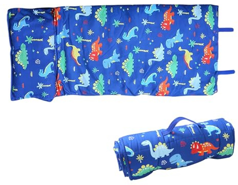 Upriver Sacco a pelo per studenti, tappetino per cuscino e coperta inclusi, tappetino per pisolino tutto in uno per asilo nido e letto pronto, sacco a pelo per bambini per asilo nido e viaggi