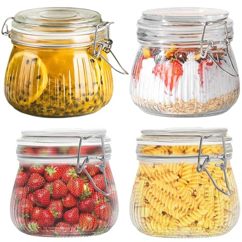 TAIHE 500ml Einmachgläser mit Bügelverschluss, 4 Stück Einweckgläser, Vorratsgläser mit Deckel Luftdicht, Geeignet Als Einmach, Fermentierglas, Zur Aufbewahrung, Zum BefüLlen