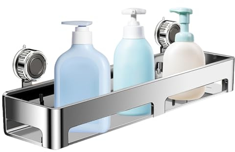 Saugnapf-Dusch-Organizer, ohne Bohren, Installationsraumoptimierung, schnelle Entfernung mit Saugnapf, rostfrei, Organisation und Aufbewahrung, Make-up, Seife, Kerzen, Haushalt