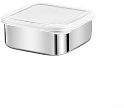 Eawfgtuw Recipientes de acero inoxidable con tapa de silicona transparente, lonchera de metal resistente a fugas, almacenamiento apilable sin plástico de grado alimenticio para picnics (400 ml)