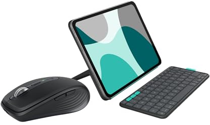 Logitech MX Anywhere 3S for Mac, kompakte kabellose Bluetooth-Maus, 8K-DPI-Abtastung auf jeder Fläche,Flip Folio Keyboard Case for iPad Pro 11 Inch (M4), iPad Air 11 Inch (M2 and M3)(5th Gen - 2024)