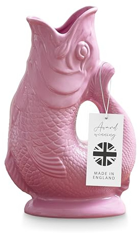 Wade Fish Jug, Handcrafted in Stoke-on-Trent England, Award-Winning Iconic UK Heritage Brand, English Earthenware, 1.2L, Pink, WA967804PNK