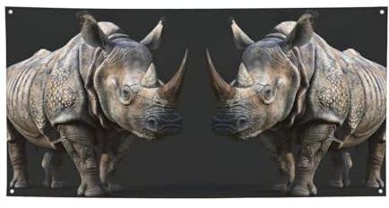 Party-Banner mit Tier-Nashorn-Druck, Banner für alle Veranstaltungen, helle Flaggen für Geburtstag, Erntedankfest und mehr