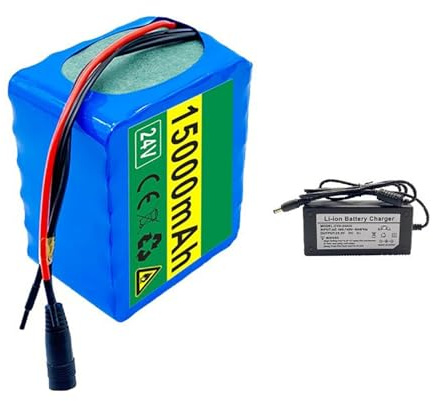 Ebike Battery 24V 15Ah 6S5P Li-Ion Battery Pack 15000mah for Electric Bicycle Moped/Lithium Battery Pack+29.4V 2A Charger Ebike Kit 24V 15Ah,T+DC