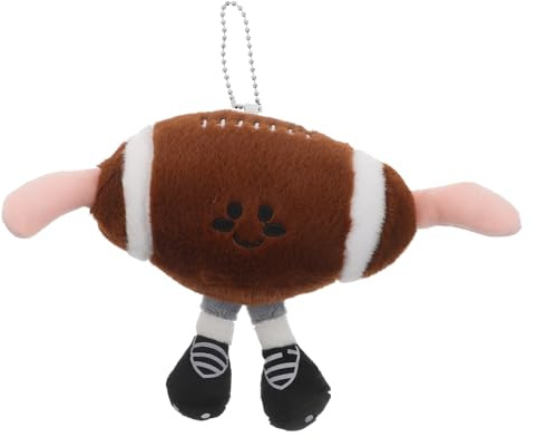 Toyvian Porte-clés Ballon de Rugby en Peluche avec Pieds, Pendentif Décoratif Doux en Coton PP, Accessoire Mignon pour Fans de Sport et Fête d'anniversaire