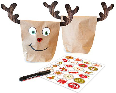 pajoma Rudis 24 Helfer Adventskalender, Kraftpapier, Braun, 16 x 26 cm