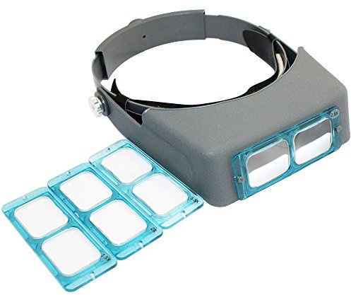 NIUPIKA Headband Magnifier Binocular Magnifying Glass Jewelry Magnifiers Head-mounted Double Lens Reading Jewelers Tools Head Wearing 4 Magnifications