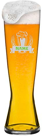 MeinGlas GmbH Babyweizenglas mit Gravur – Individuelle Namensgravur innerhalb des Wappens eines hochwertigen Weizenbierglases/Bierstange von SPIEGELAU Sorgen für staunende Blicke