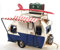 Unbekannt Wohnwagen aus Metall blau mit Rahmen und Spardose Camper Auto Oldtimer Nostalgie