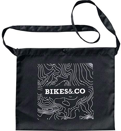 Cycling Musette Bag for travelling light on your bike ride to work – Black Contour lines from Bikes&.co