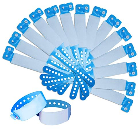 SwirlColor ID Armband Kinder, 100 Pack VIP Armbänder wasserdichte Einweg PVC Event Armband id Band Kinder - (Blau)