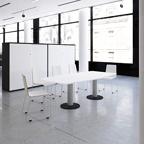 Optima Konferenztisch Bootsform 200x100 cm Besprechungstisch Weiß Tisch Esstisch Küchentisch