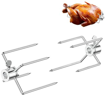 Skyflame Heavy Duty Stainless Steel Rotisserie Meat Forks - Fits 1/2-Inch and 3/8-Inch Hexagon & 3/8-Inch and 5/16-Inch Square Spit Rods