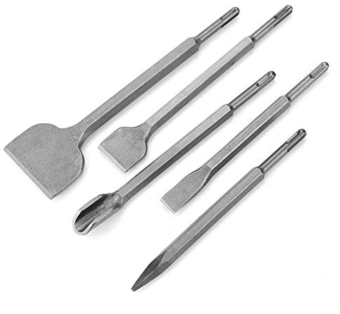 5tlg SDS Plus Meißel Satz, Bohrhammer Flachmeißel aus Spitzmeißel Flachmeißeln Fliesenmeißel usw, Hochwertiges