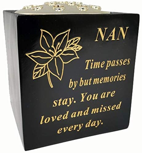 David Fischhoff Memorial Black Rose Bowl with Gold Wording Graveside Flower Vase (Black & Gold - Lily, Nan)