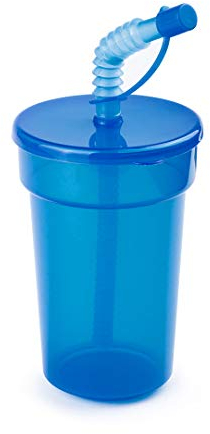 eBuyGB 14oz Tumbler Smoothie Lid & Straw Milkshake Slushie Beaker Water Bottle Travel Cup, Polypropylene, 400 milliliters, Blue