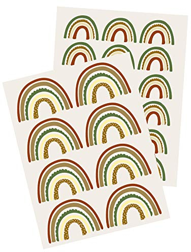 Yabaduu Y004 Regenbogen Wandtattoo Wandsticker Aufkleber für Kinderzimmer Babyzimmer (02 Grün/Braun)