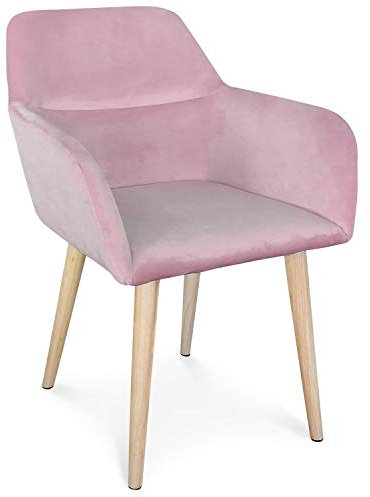 Menzzo Fraydo Skandinavischer Stuhl/Sessel mit Samtbezug Rosa