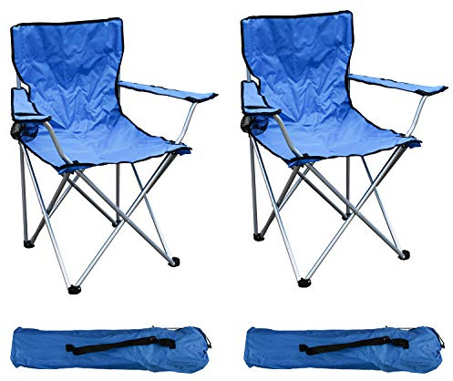 2-er Set Anglersessel Campingstuhl Faltstuhl Angelstuhl Anglerstuhl Regiestuhl Blau mit Getränkehalter und Tasche belastbar bis 120kg