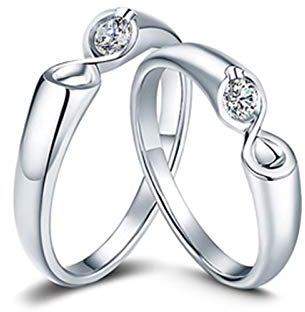KnSam 18 Karat (750) Gelbgold Ring Paar Ring Set Paarpreis Nummer 8 Partnerringe King Queen Silber