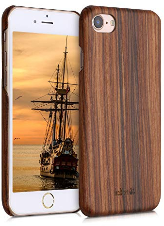 kalibri Schutzhülle kompatibel mit Apple iPhone SE (2022) / iPhone SE (2020) / iPhone 8 / iPhone 7 - Hülle Handy Holz - Slim Case Handyhülle Braun