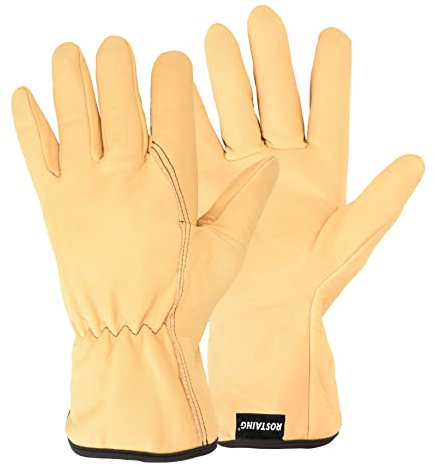 ROSTAING Handschuhe TRADITION - Ein Paar Gartenhandschuhe aus wasserabweisendem Leder - Alle Arbeiten in trockener und feuchter Umgebung - Pflanzarbeiten, Umgraben und Unkrautjäten - Bequem