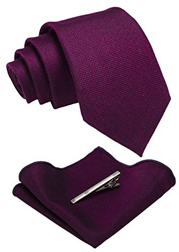 JEMYGINS Cravate Homme violet en Coton à Carreaux Multicolores et Pinces à cravate et Carre de poche Ensemble Compris boîte