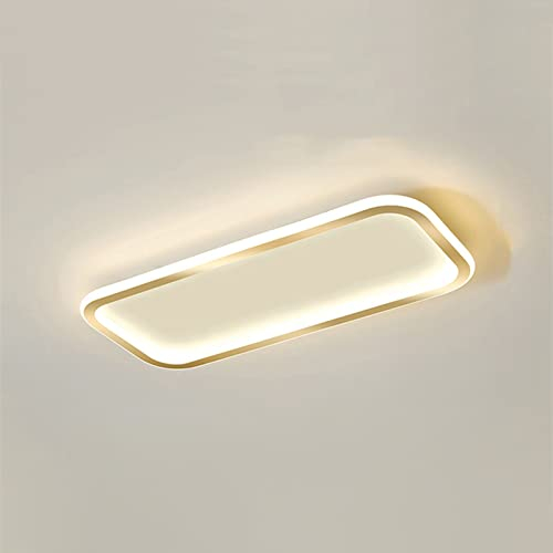 KRIPINC LED Deckenleuchte Rechteckig, LED Deckenleuchte Flach, LED Panel Deckenleuchte für Schlafzimmer, Wohnzimmer, Badezimmer, Küche, Flur (Gold, Dreifarbiges Licht)