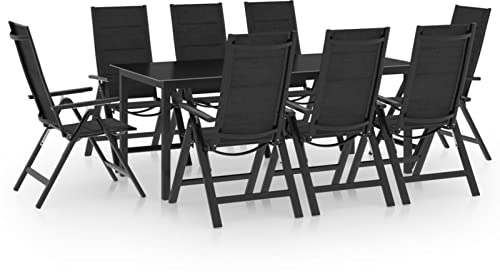 Tidyard 9-TLG. Garten Essgruppe Aluminium Gartengarnitur Gartenset Sitzgruppe Sitzgarnitur Gartenmöbel Gartentisch Gartenstuhl Tisch Stühle Anthrazit