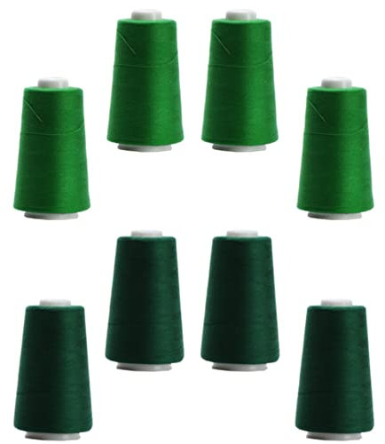 BIG-SAM 8 Konen Set Overlockgarn (2 Farben Set) je 2743,2 m Lauflänge NE 40/2 aus 100% Polyester (Grün & Dunkelgrün)