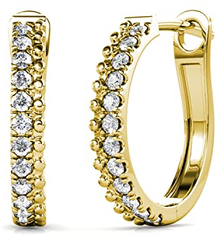 MYC Paris – Ohrringe Aleah – Messing von hoher Qualität + vergoldet mit 18 Karat Rotgold oder Rhodium – Zirkonia – Geschenk zum Geburtstag, Muttertag, Weihnachten – Farbe Kristall, Kristall