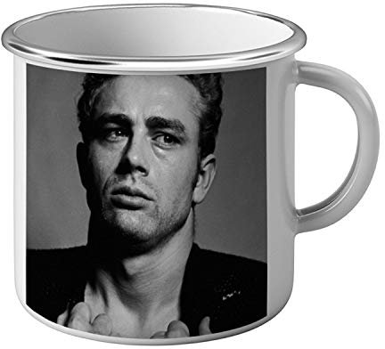 Tasse, emailliert, Metall, Star berühmt, James Dean Schauspieler, Altes Kino, Original 12