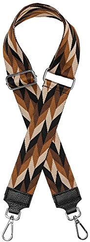 Caspar BSG04 breiter Leder/Textil Schultergurt mit silberfarbenem Karabiner für Handtaschen, Farbe:braun, Accessoires:One Size